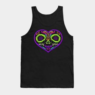 Heart Shaped Sugar Skull Painting For Day Of The Dead Tank Top